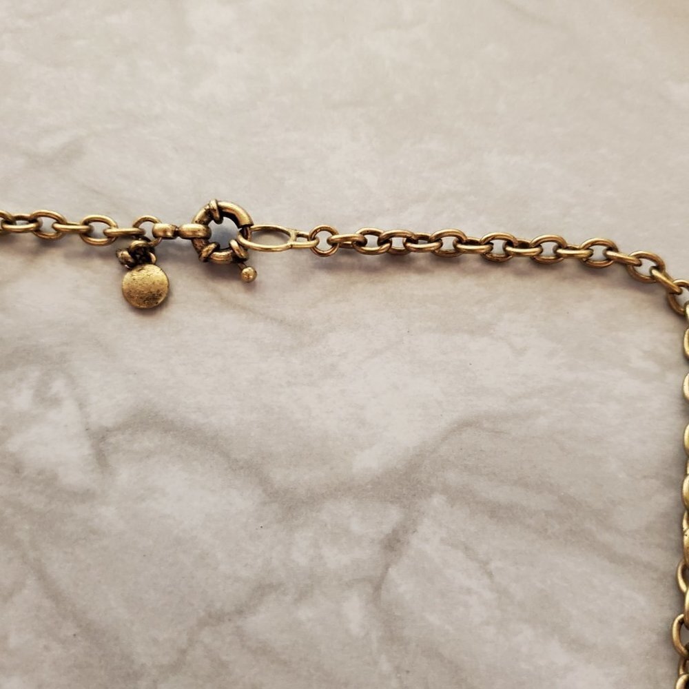 💙 J.Crew Enamel Rhinestones Crystals Pave Antique Mini Statement Necklace 💙 - Picture 4 of 16